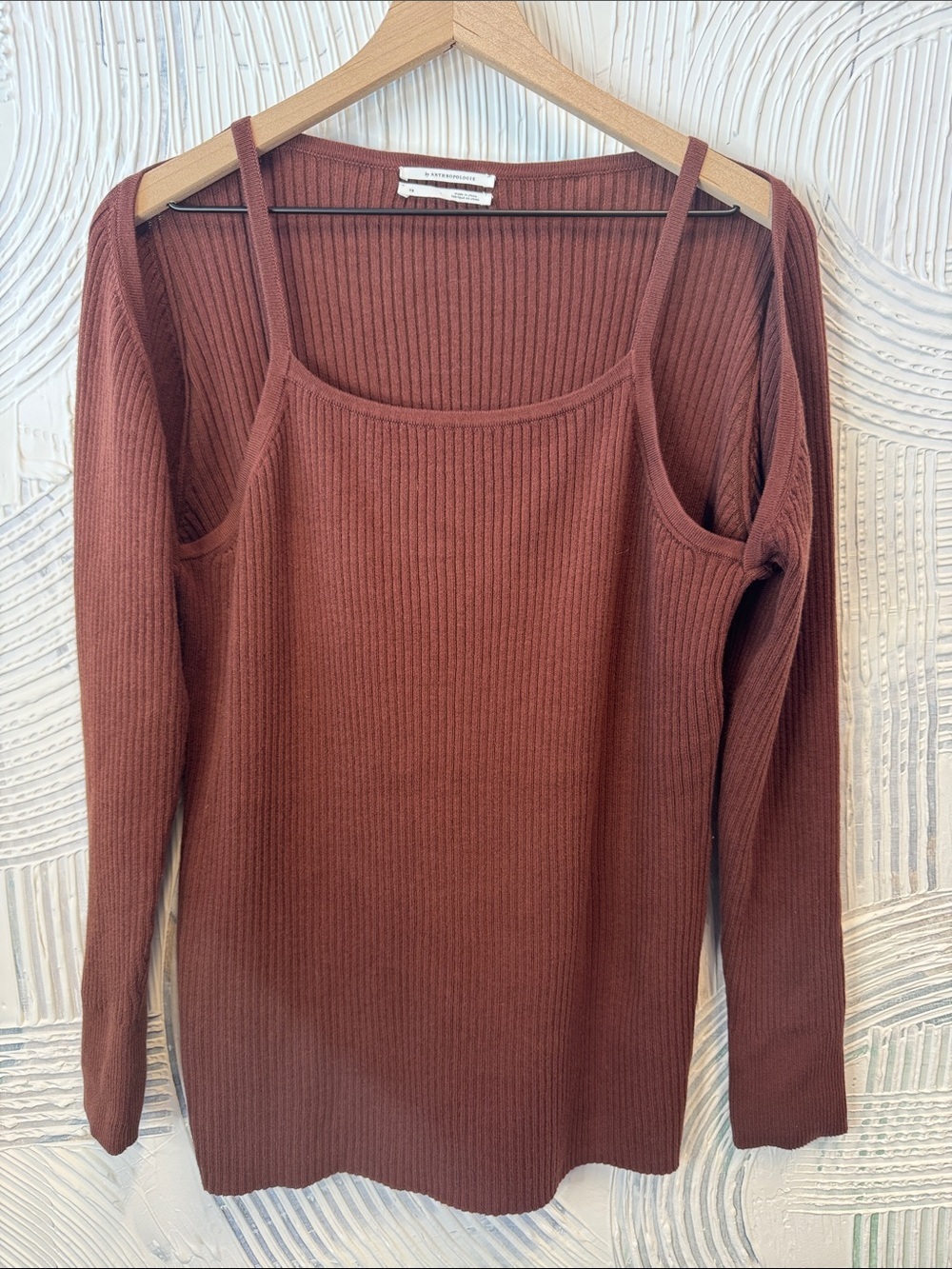 Anthropologie Ribbed Cold-Shoulder Sweater in Brown N0380 - Picture 2 of 4